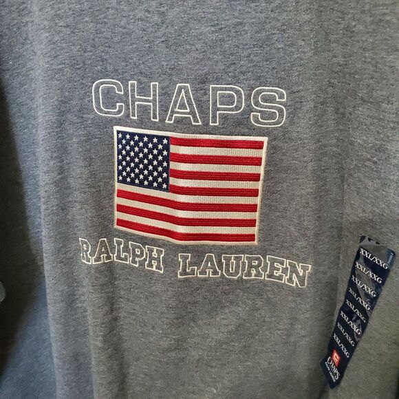 Vintage Chaps Ralph Lauren Sweatshirt Mens Size XXL Gray American Flag New - Picture 3 of 10